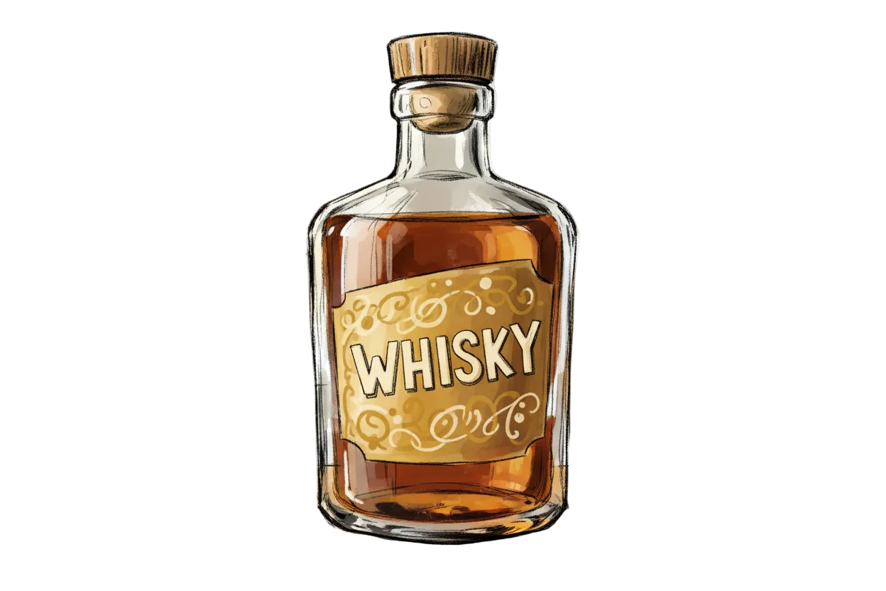 drawing of a whisky bottle